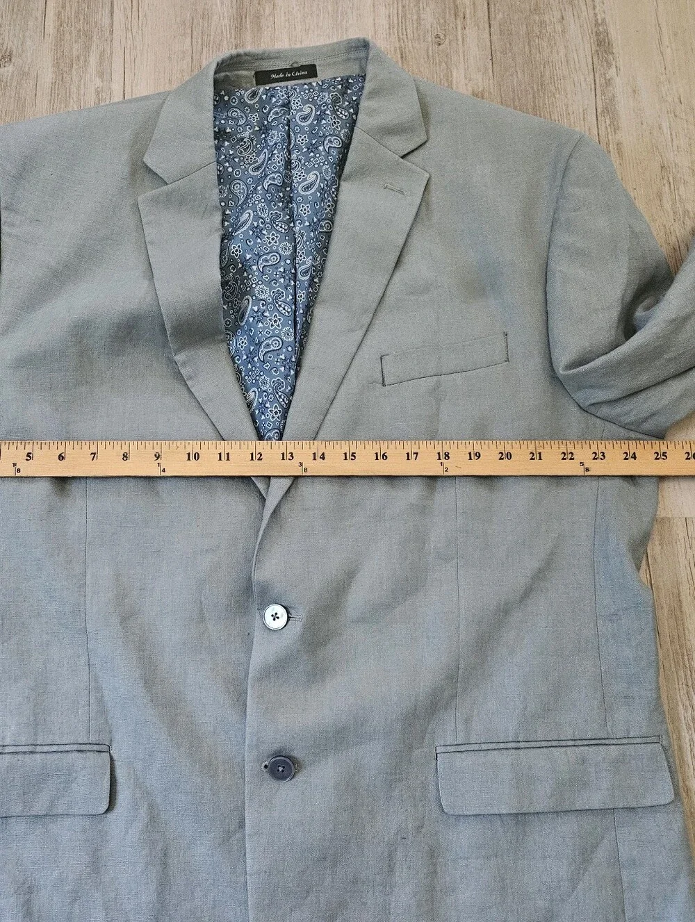 Lauren Ralph Lauren Men's Light Green 100% Linen Paisley Lined Blazer 46L